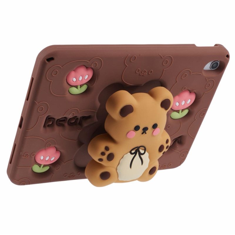 Case iPad (2025) Handyhülle Teddybär-ständer Und Tulpenmuster