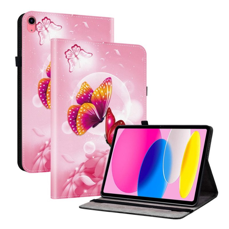 Case iPad (2025) Rosa Schmetterlinge