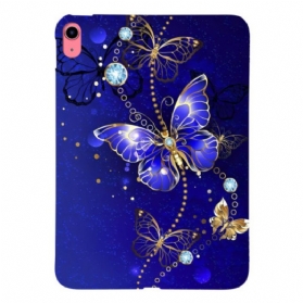 Hülle iPad (2025) Handyhülle Blaue Und Goldene Schmetterlinge