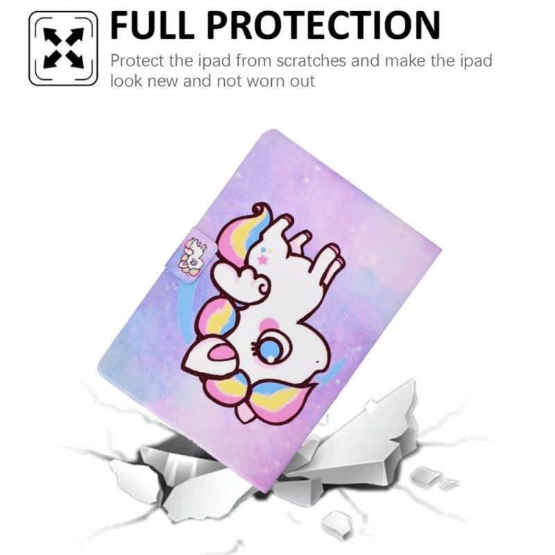 Lederhüllen Für iPad (2025) Einhornzeichnung