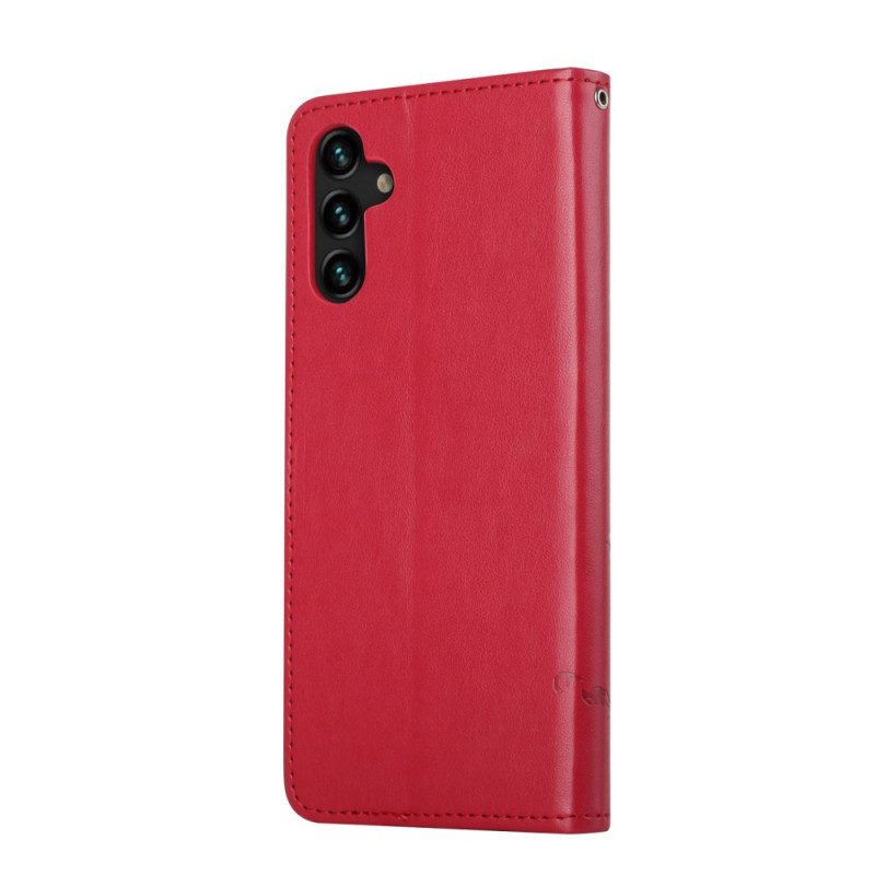 Lederhüllen Für Samsung Galaxy A13 5G / A04s Mit Kordel Riemenblumen