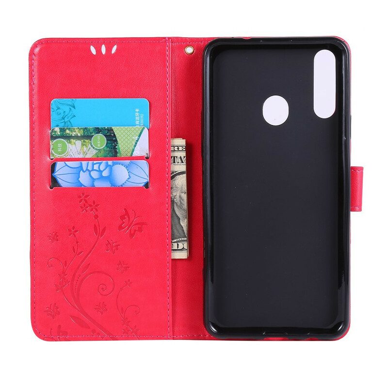 Flip Case Für Samsung Galaxy A20s Schmetterlinge Und Blumen