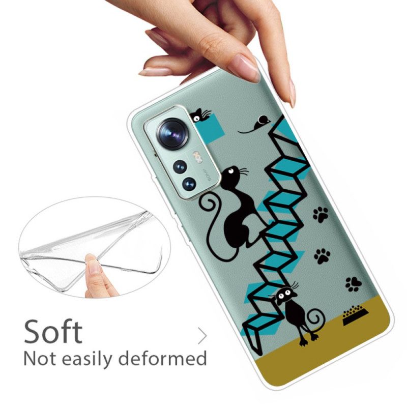 Hülle Für Xiaomi 12 Pro Katzen Auf Der Treppe
