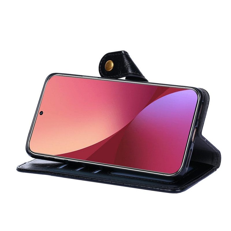 Lederhüllen Für Xiaomi 12 Pro Münzgeldbörse Und Umhängeband Vorne