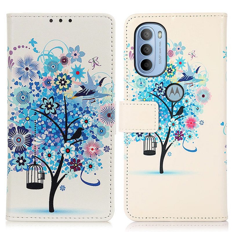 Lederhüllen Für Moto G41 / G31 Blühender Baum