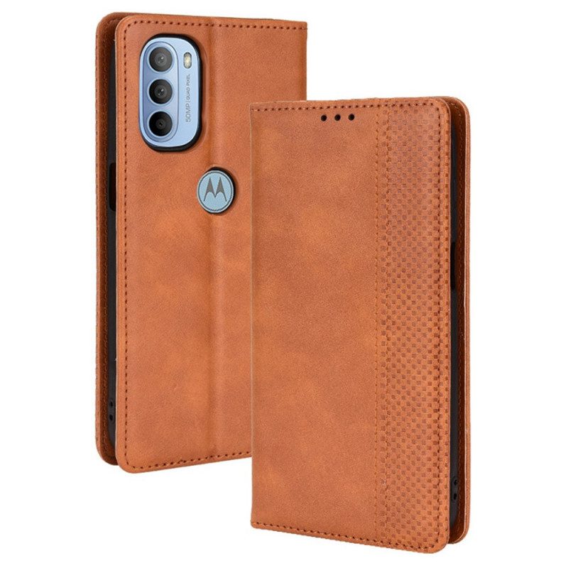 Schutzhülle Für Moto G41 / G31 Flip Case Stilisierter Vintage-ledereffekt