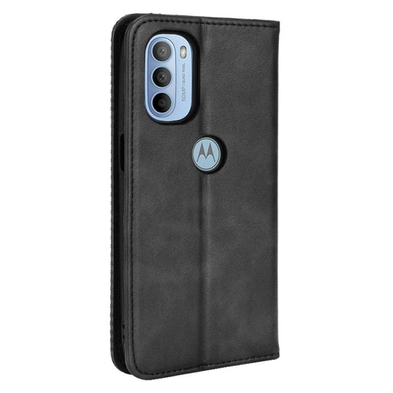 Schutzhülle Für Moto G41 / G31 Flip Case Stilisierter Vintage-ledereffekt