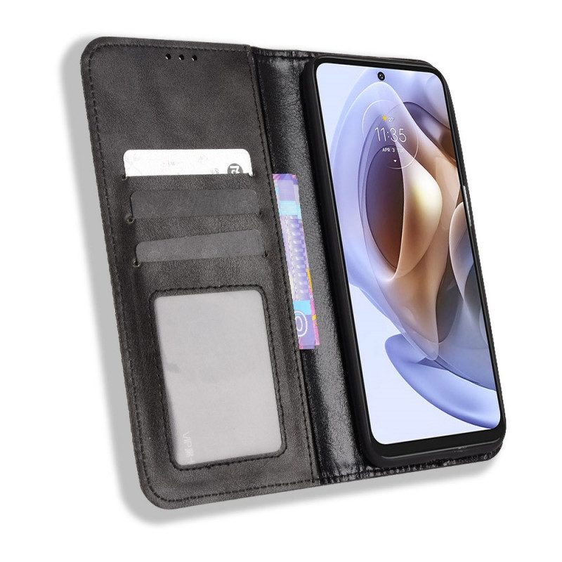 Schutzhülle Für Moto G41 / G31 Flip Case Stilisierter Vintage-ledereffekt