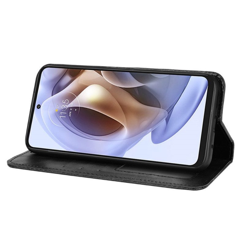Schutzhülle Für Moto G41 / G31 Flip Case Stilisierter Vintage-ledereffekt