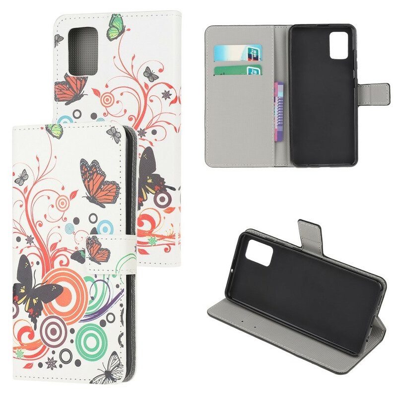 Flip Case Für Samsung Galaxy A51 Schmetterlinge Und Blumen