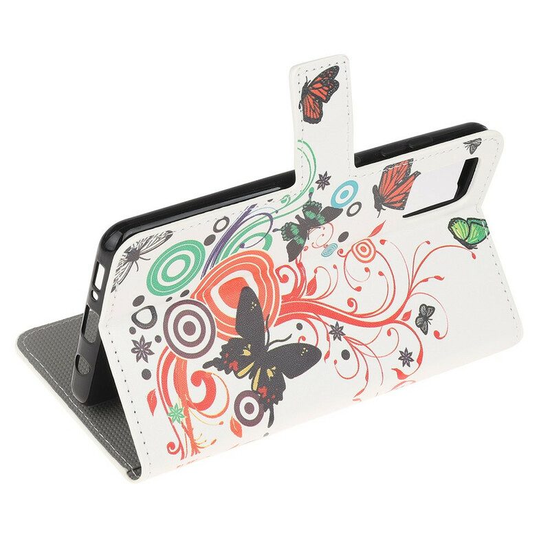 Flip Case Für Samsung Galaxy A51 Schmetterlinge Und Blumen