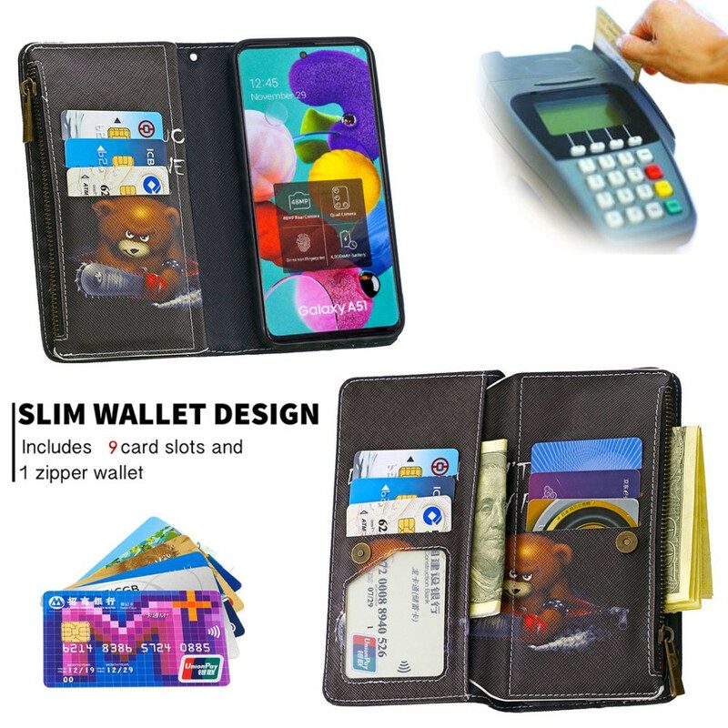 Flip Case Für Samsung Galaxy A51 Taschenbär Mit Reißverschluss